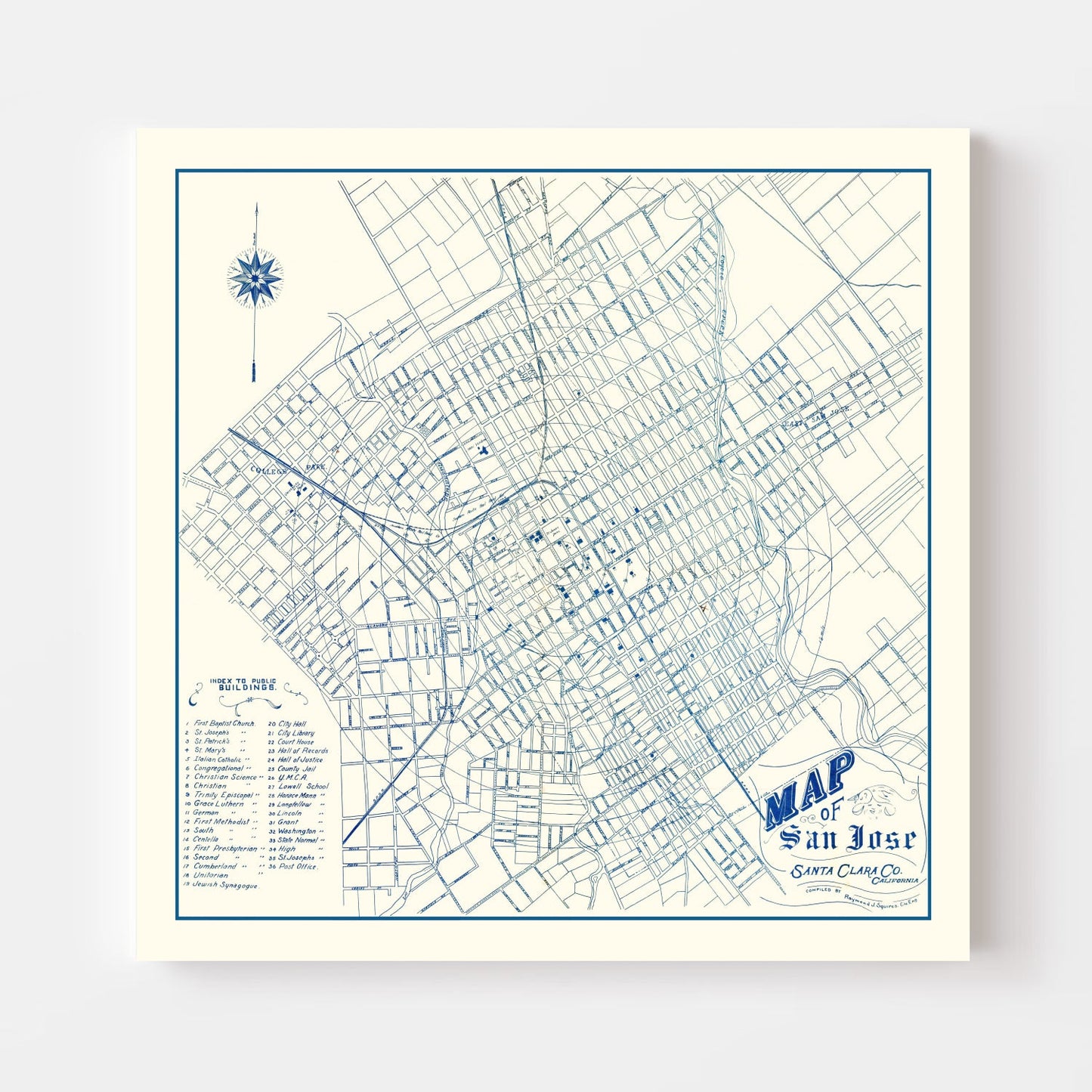 Vintage Map of San Jose, California, 1909