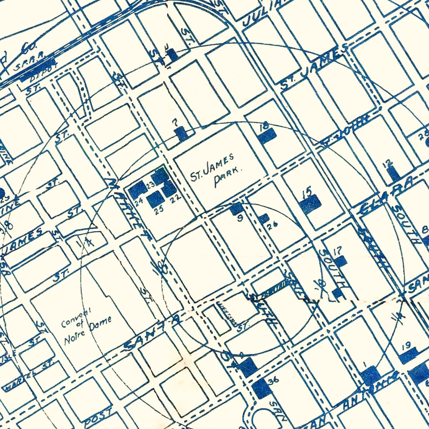 Vintage Map of San Jose, California, 1909
