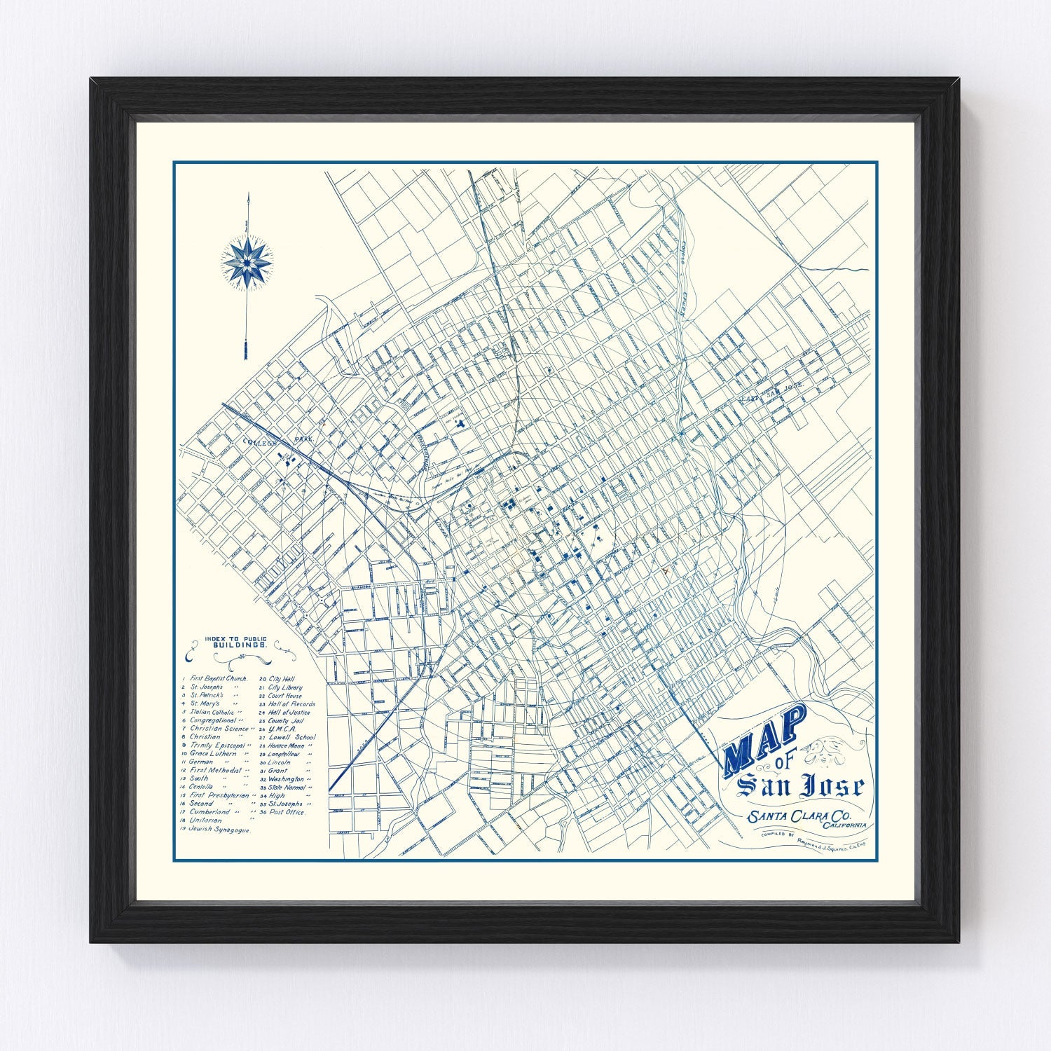 vintage map of San Jose, California, 1909