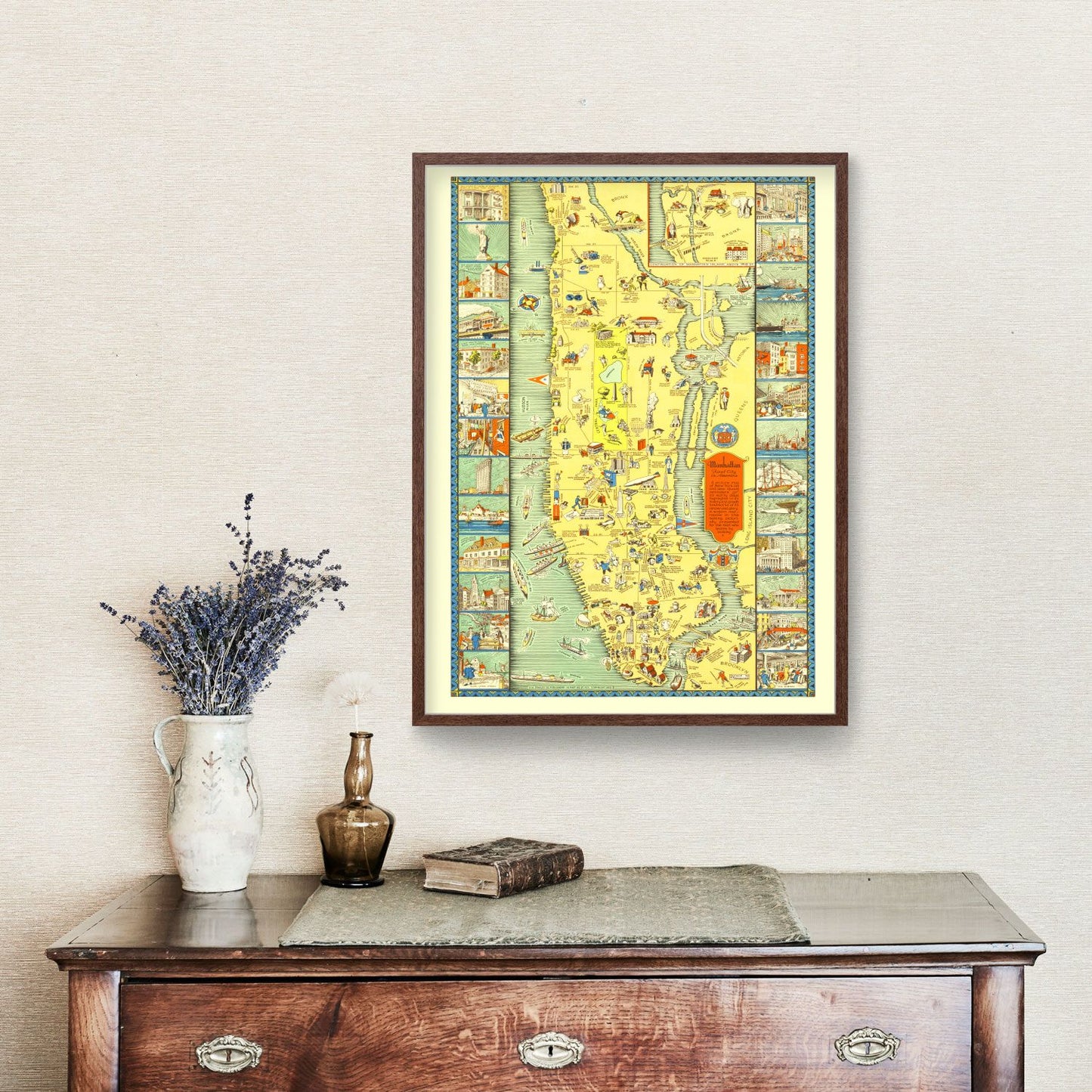 Vintage Map of Manhattan, New York, 1933