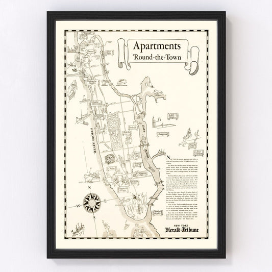 vintage map of Manhattan, New York, 1935