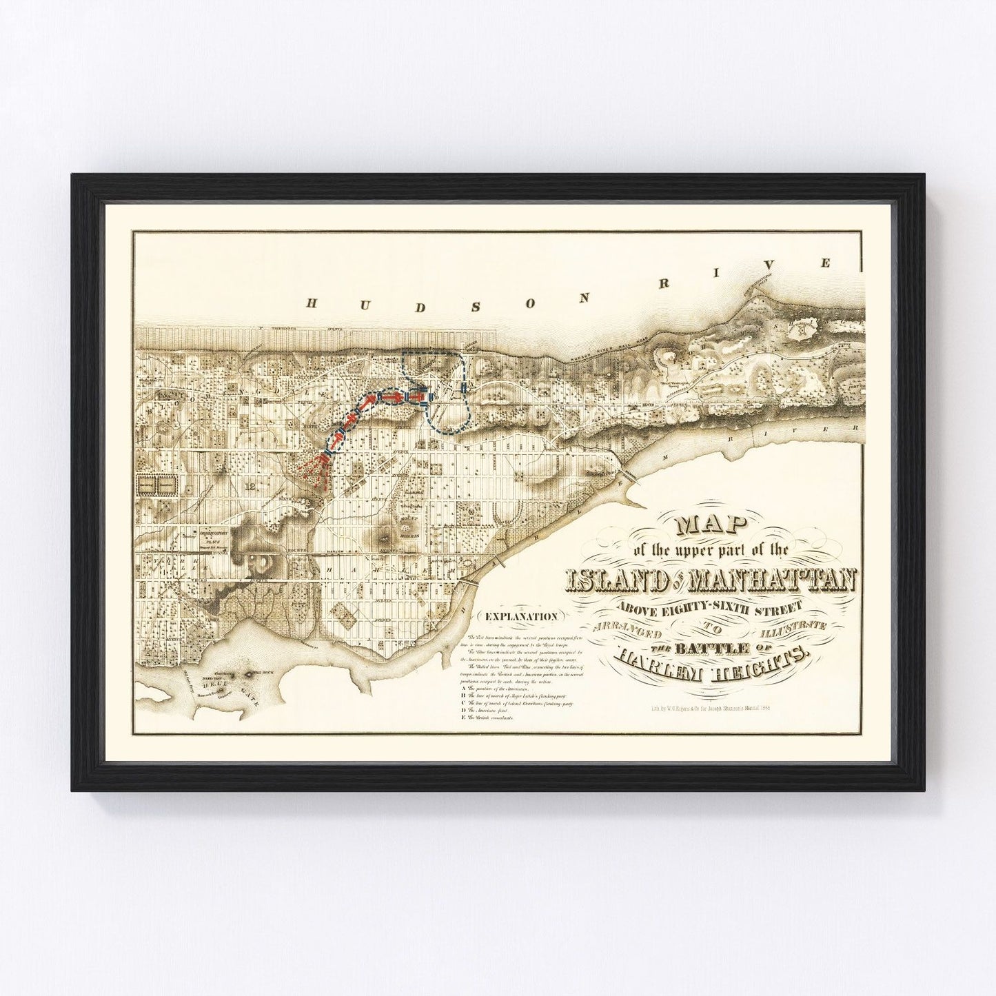 Vintage map of Manhattan, New York, 1868