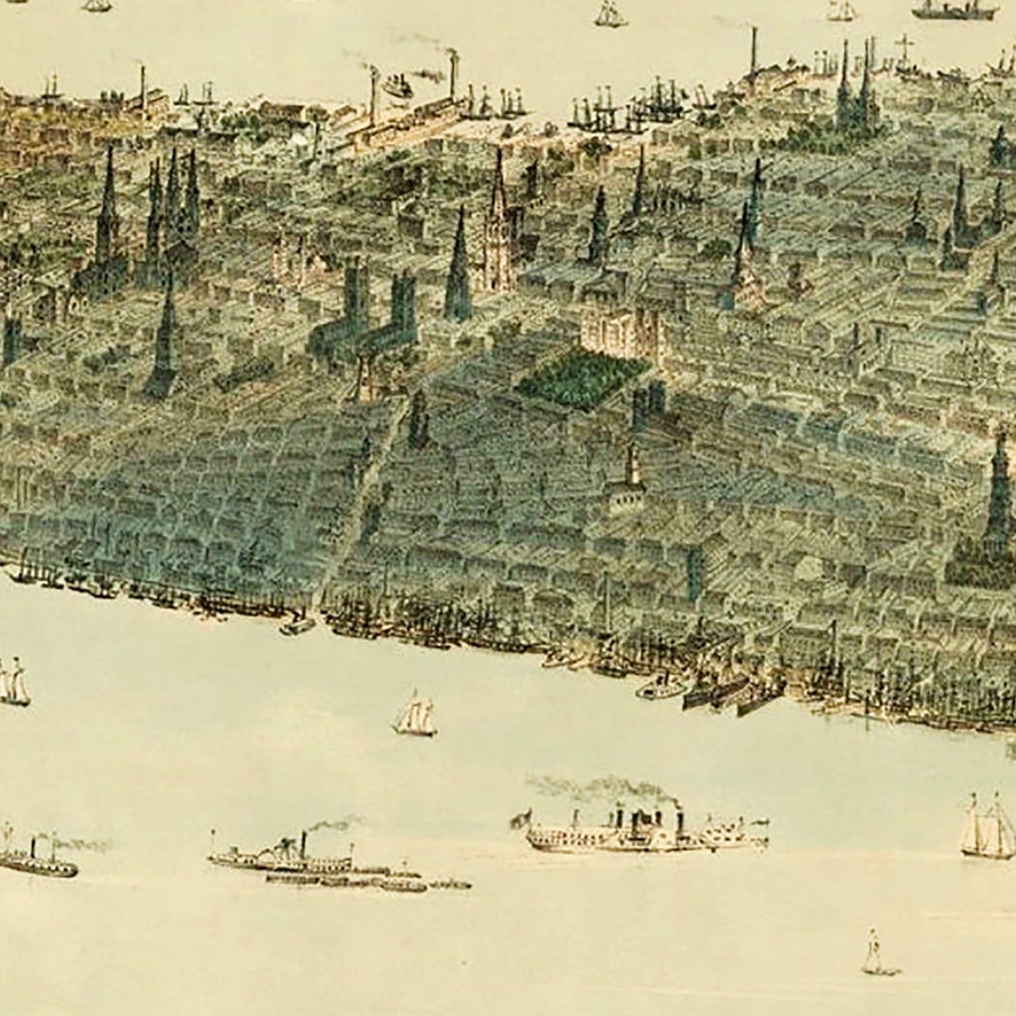 Vintage Map of Manhattan Island, New York, 1854