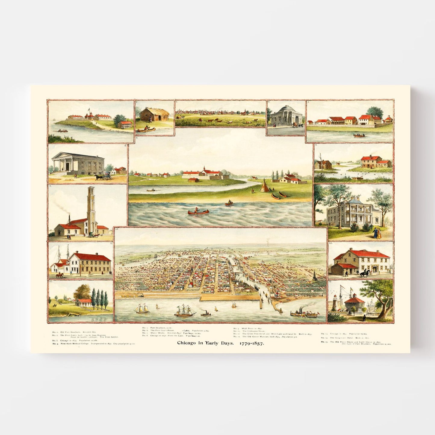 Vintage Map of Chicago, Illinois 1893 - Cook County