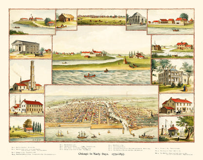Vintage Map of Chicago, Illinois 1893
