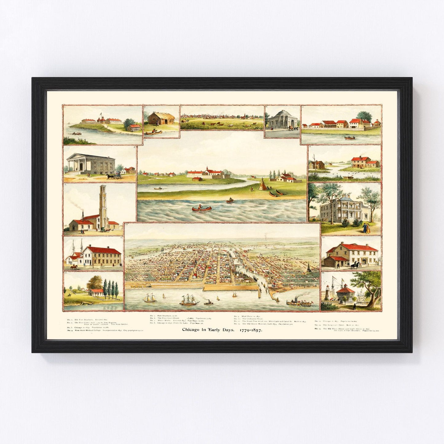 Vintage restored map of Chicago, Illinois, 1893, Cook County Columbian Exposition
