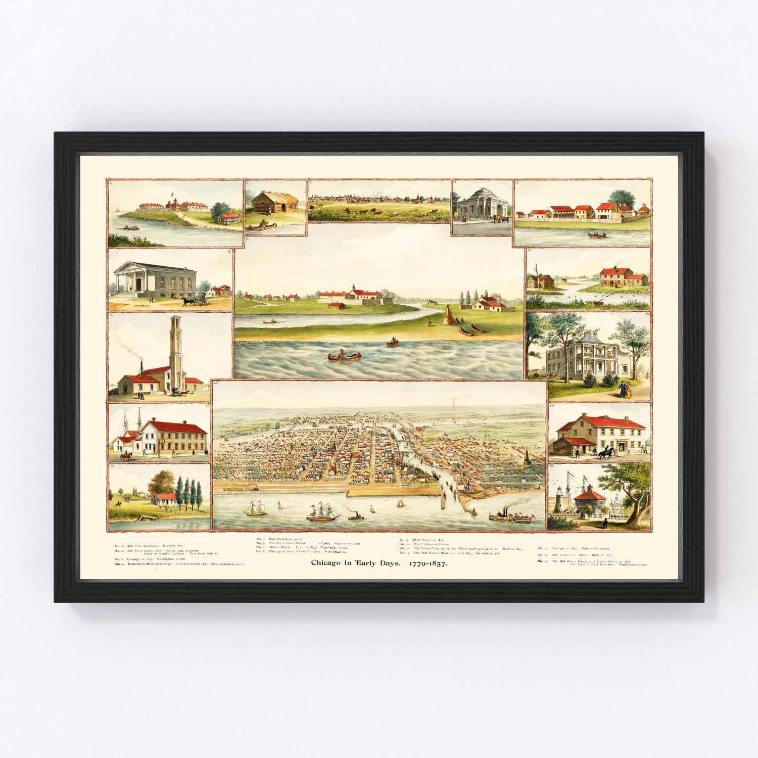 Vintage restored map of Chicago, Illinois, 1893, Cook County Columbian Exposition