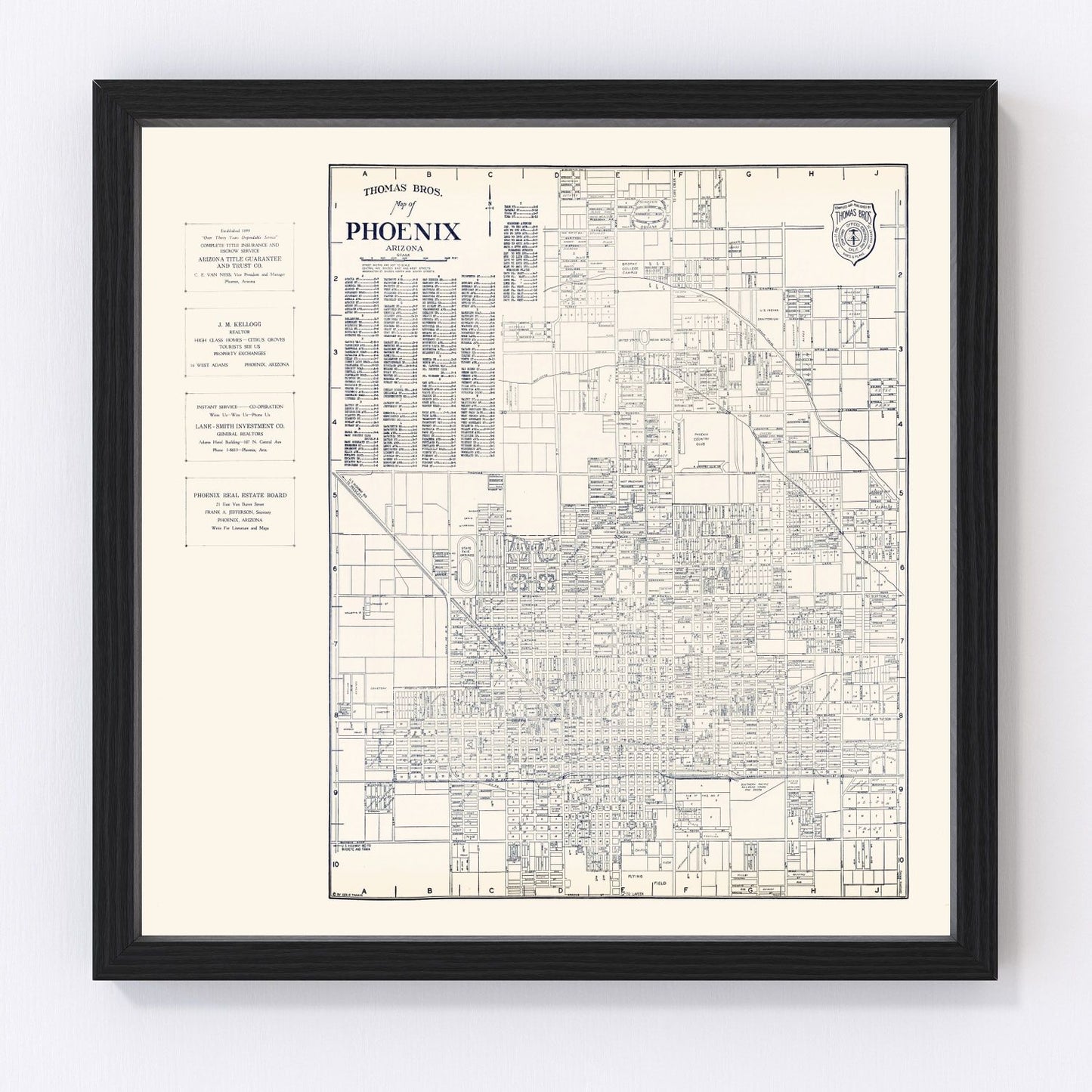 vintage map of Phoenix, Arizona, 1920