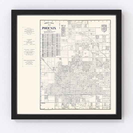 vintage map of Phoenix, Arizona, 1920