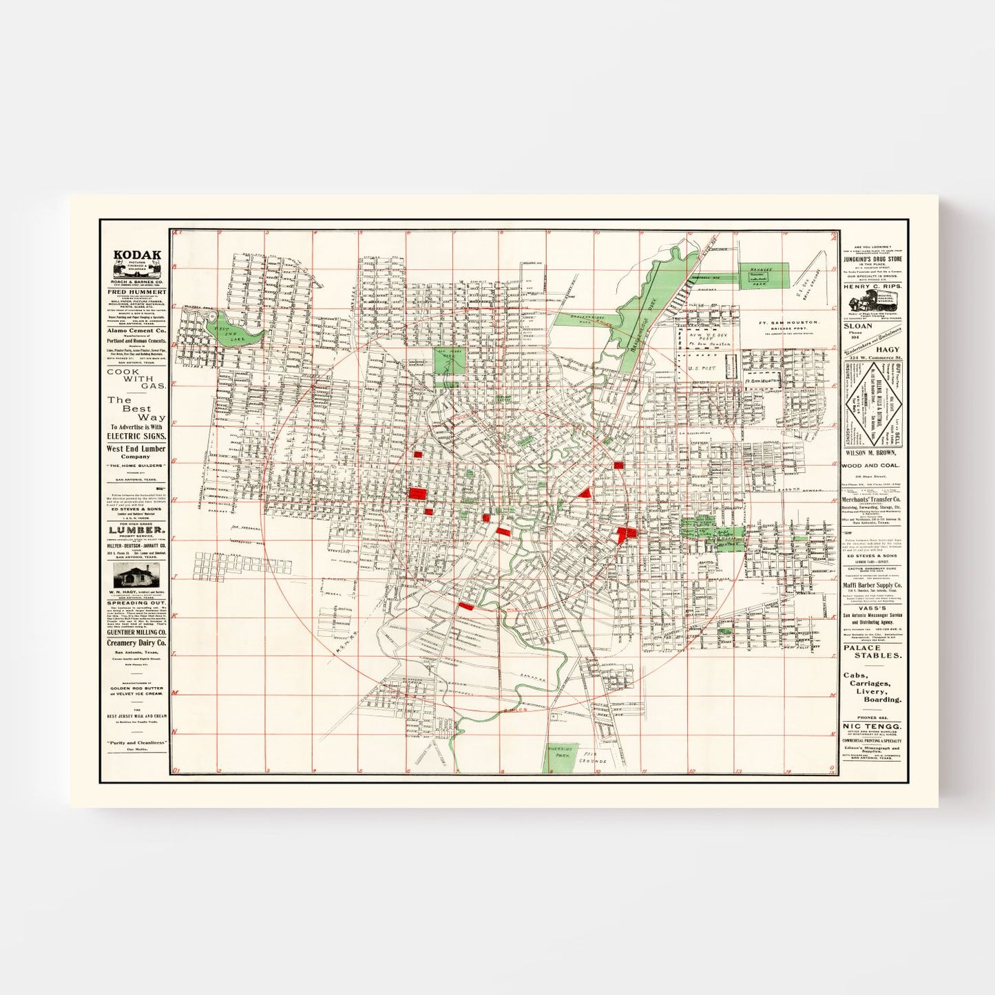 Vintage Map of San Antonio, Texas, 1895
