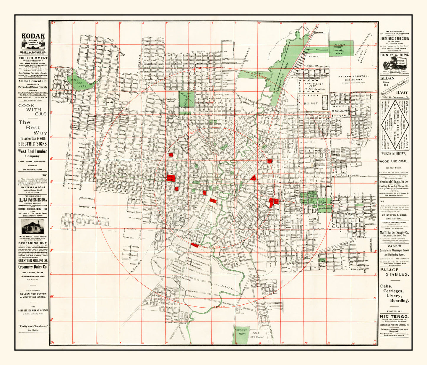 Vintage Map of San Antonio, Texas, 1895