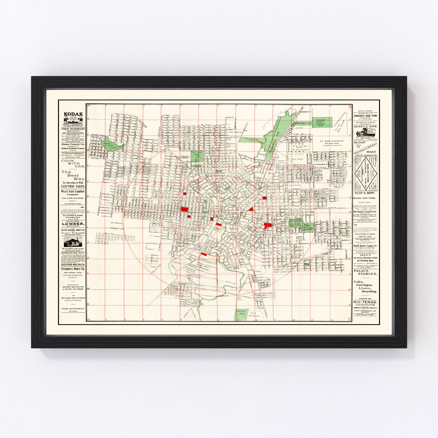 vintage map of San Antonio, Texas, 1895
