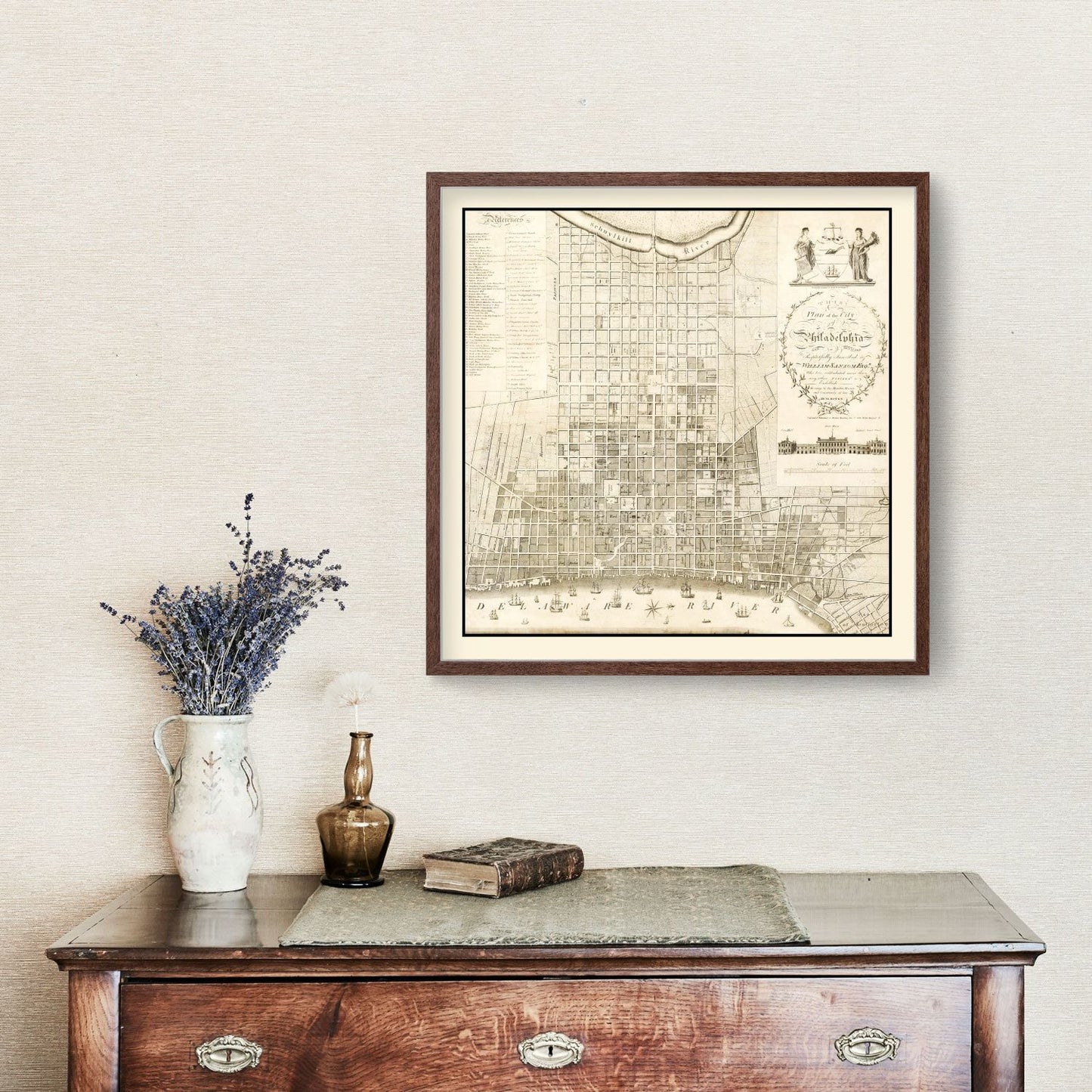 Vintage Map of Philadelphia, Pennsylvania, 1819