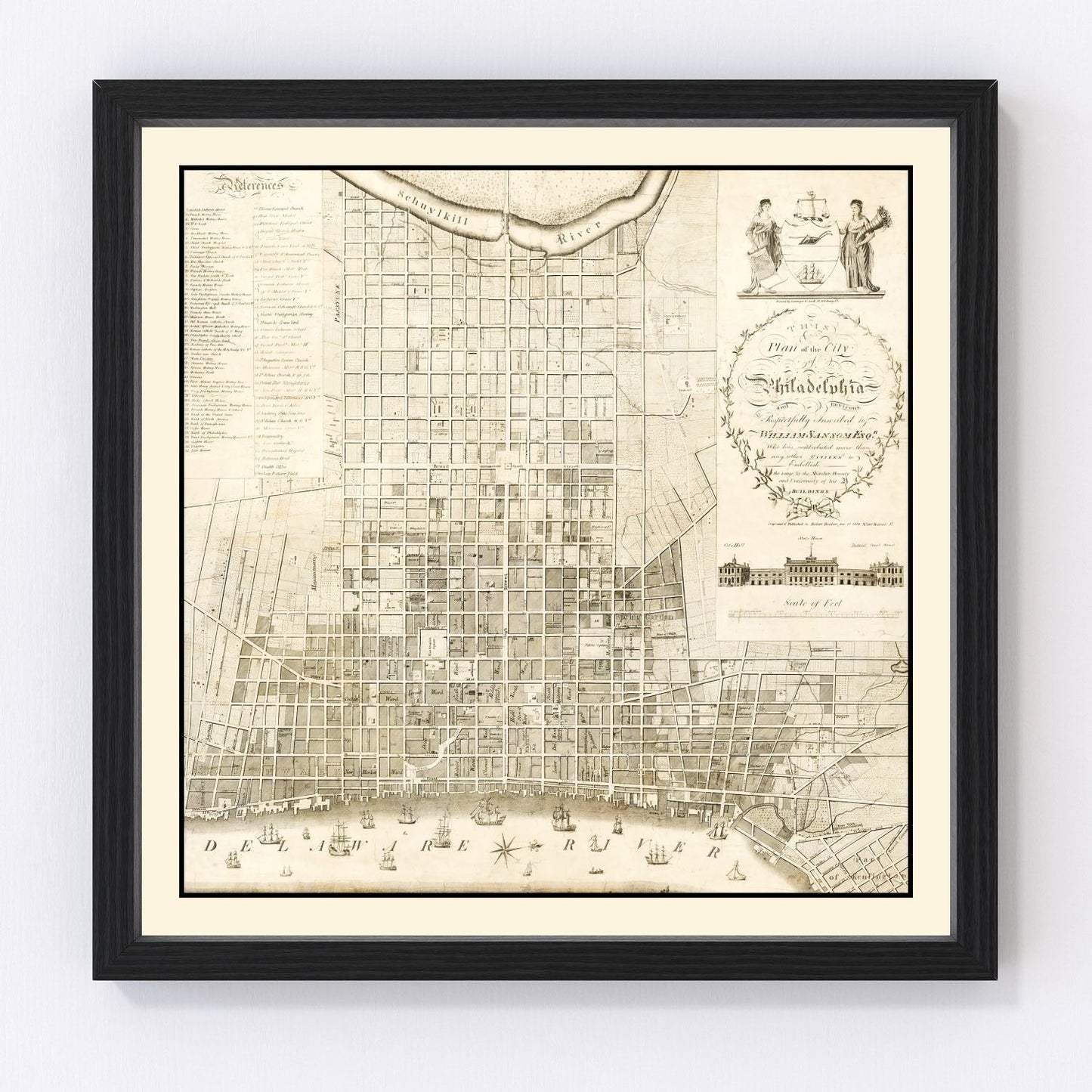Vintage map of Philadelphia, Pennsylvania, 1819