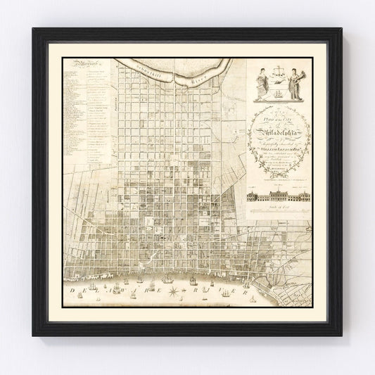 Vintage map of Philadelphia, Pennsylvania, 1819
