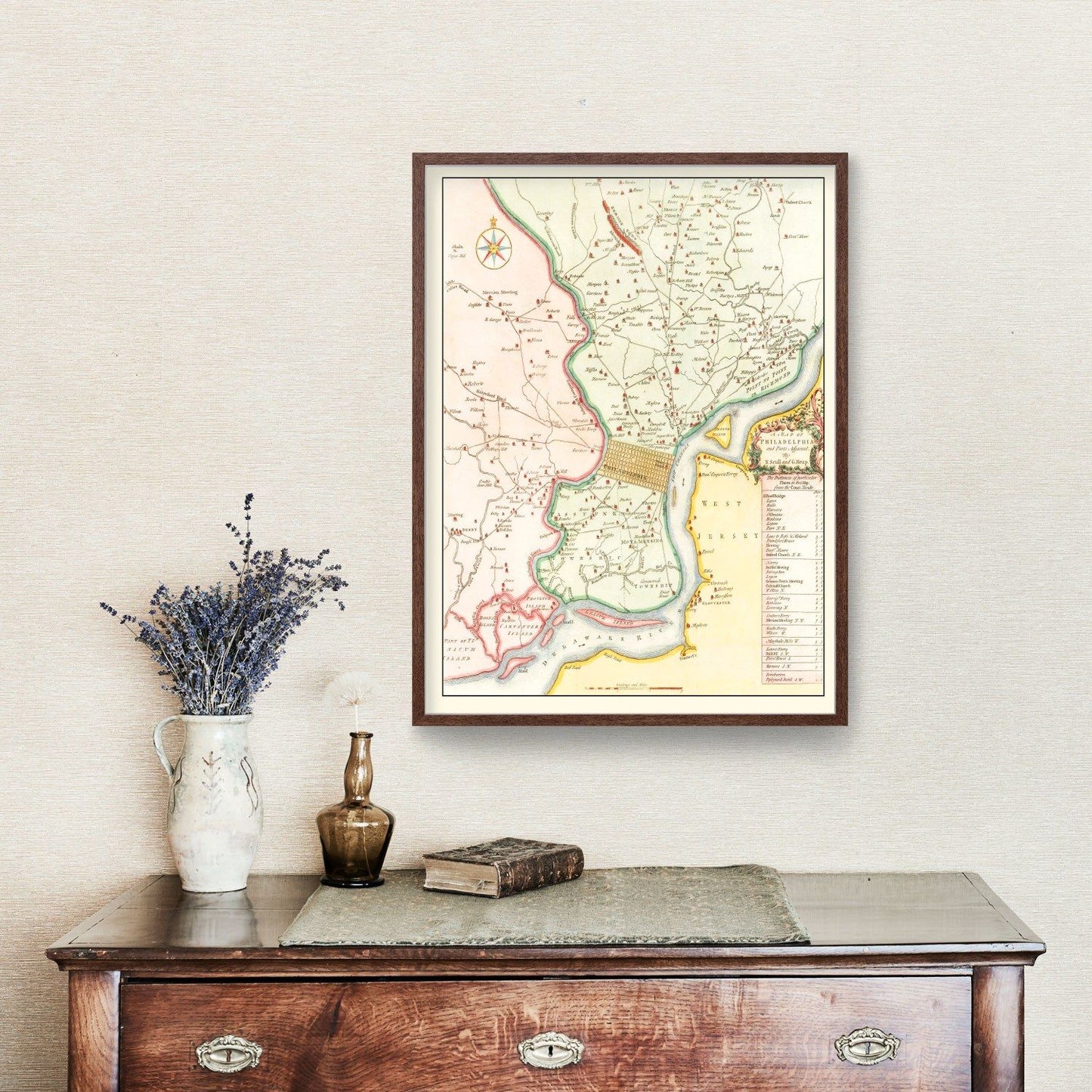Vintage Map of Philadelphia, Pennsylvania, 1753