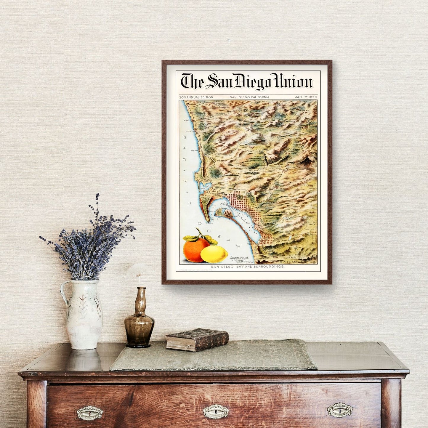 Vintage Map of San Diego Bay, California, 1899