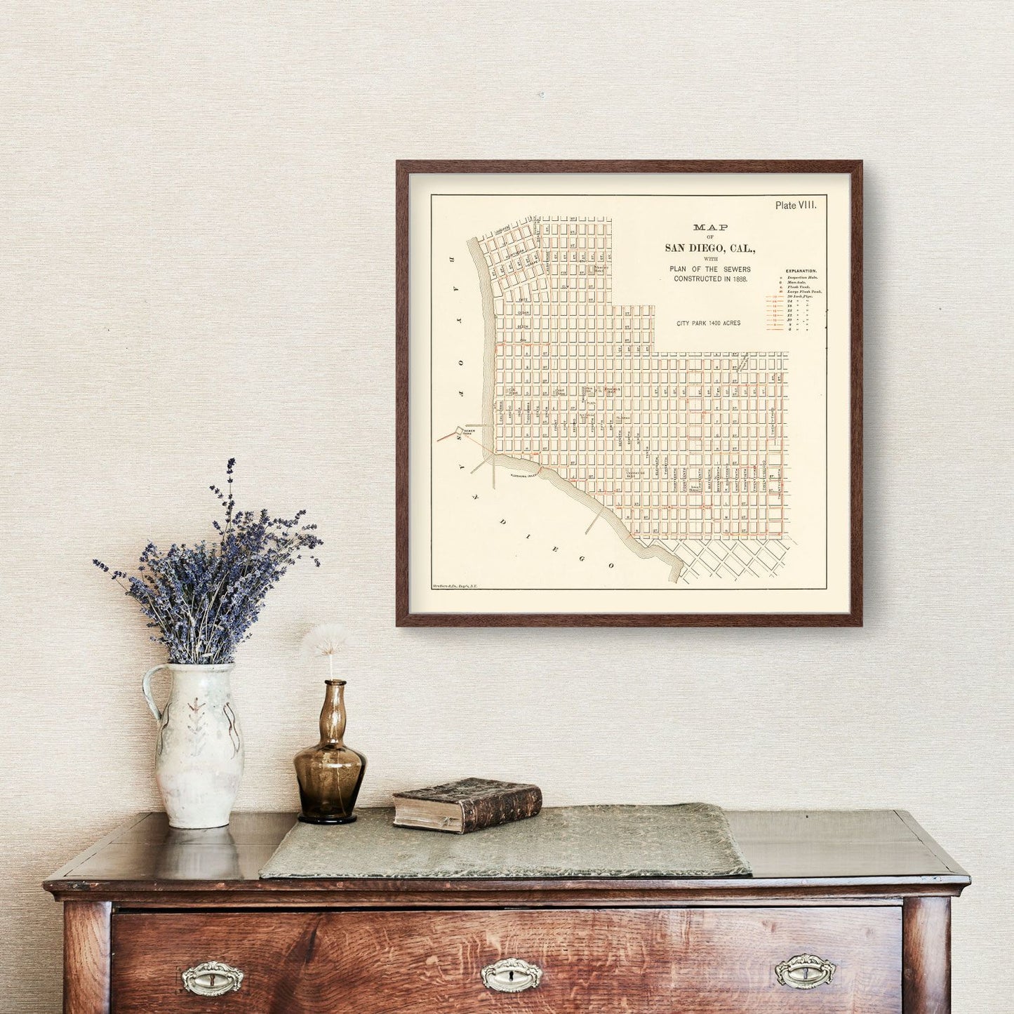 Vintage Map of San Diego, California, 1891 II