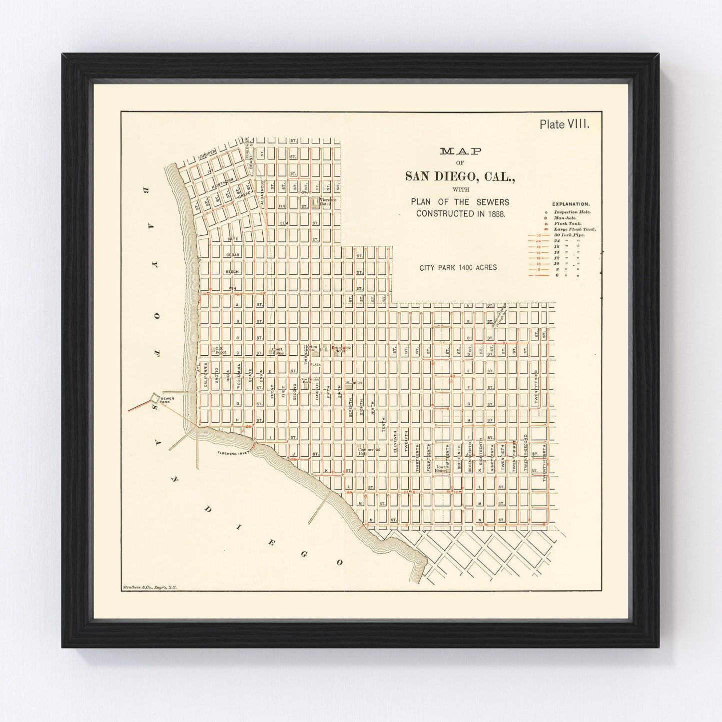vintage map of San Diego, California, 1891