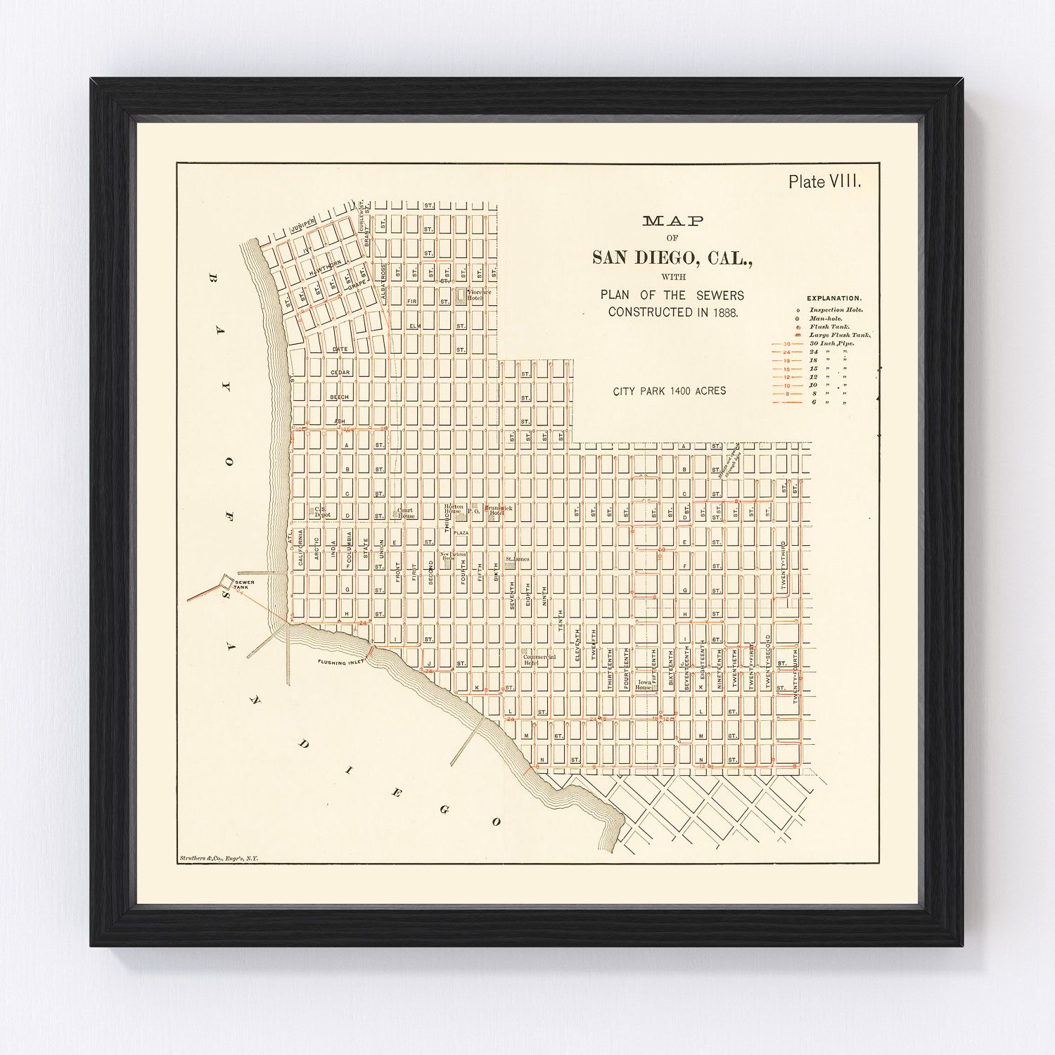 vintage map of San Diego, California, 1891