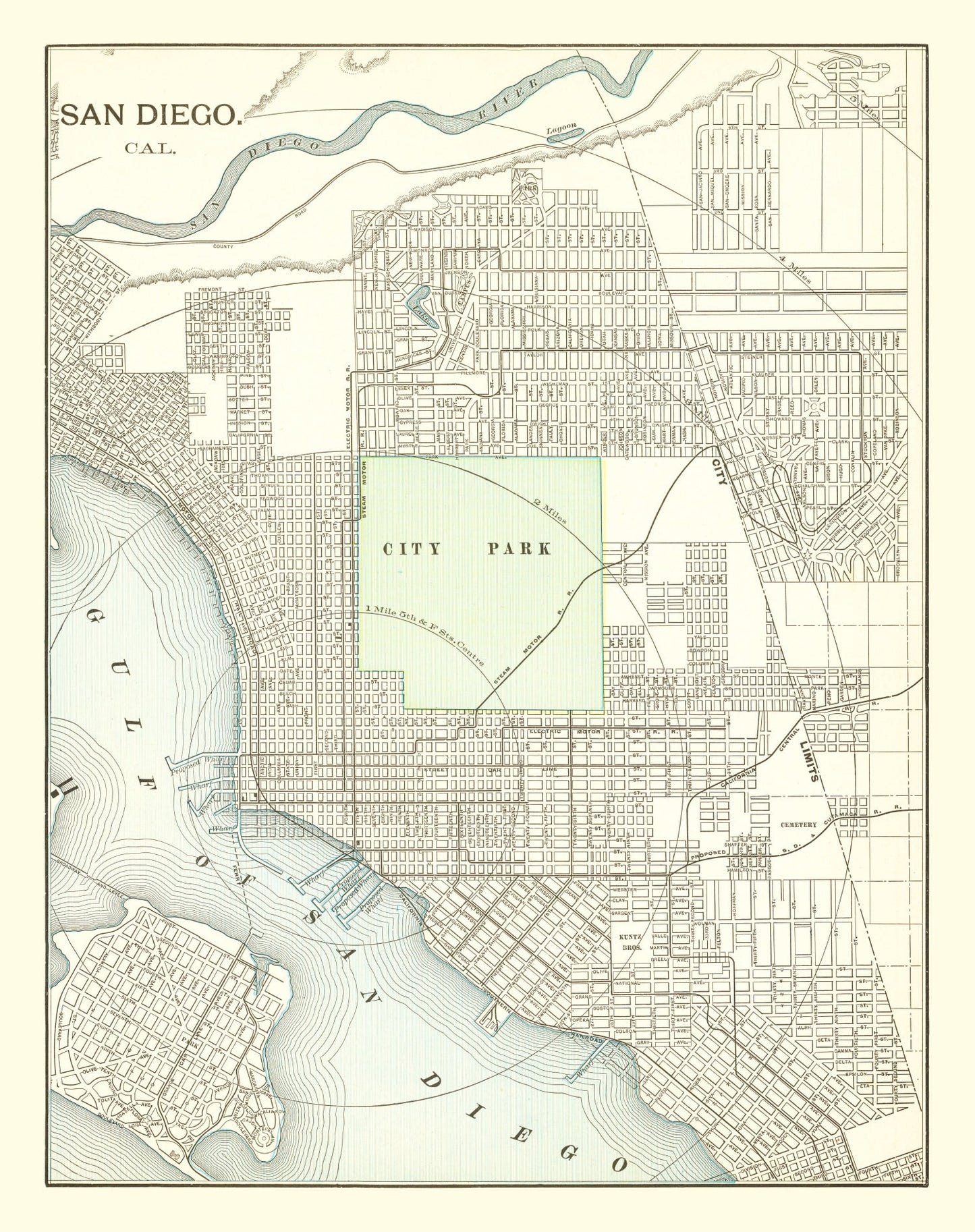 Vintage Map of San Diego, California, 1912 II