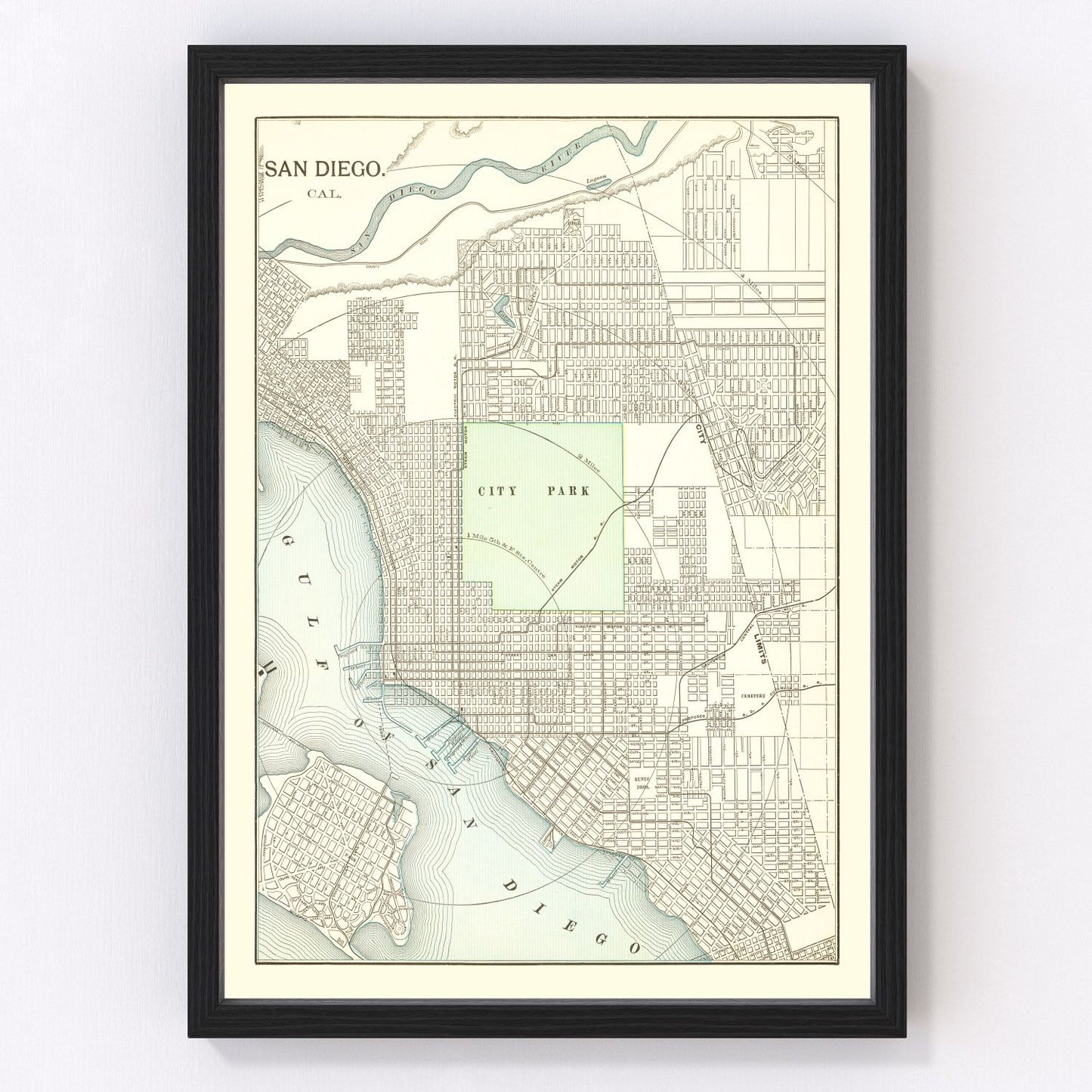 vintage map of San Diego, California, 1912