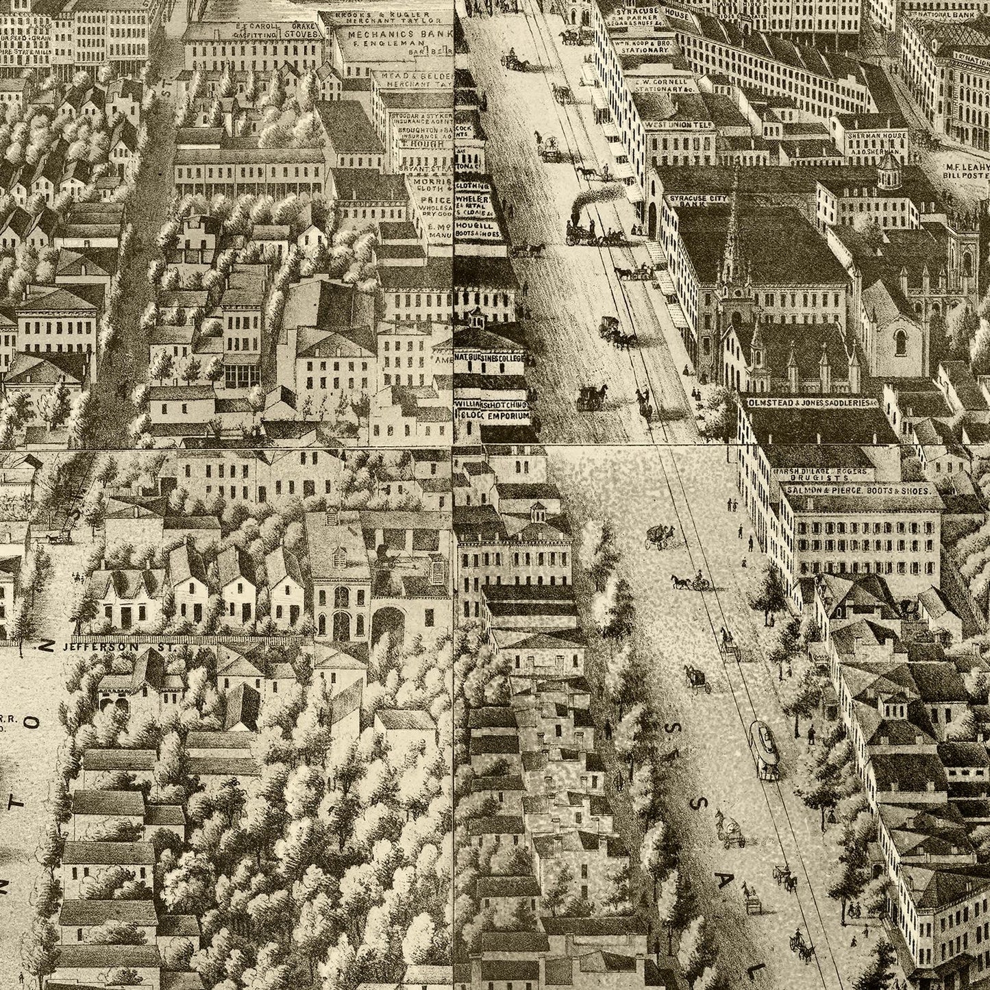 Vintage Map of Syracuse, New York, 1868
