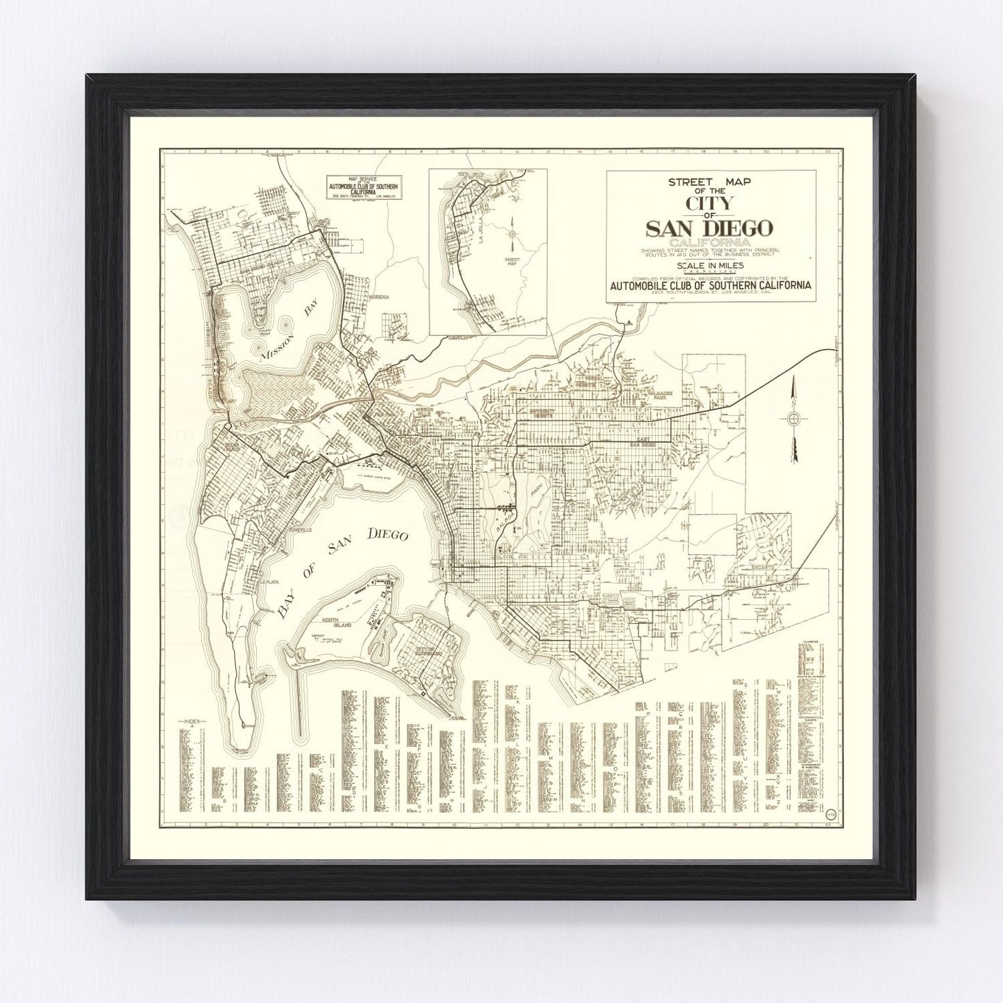 vintage map of San Diego, California, 1925