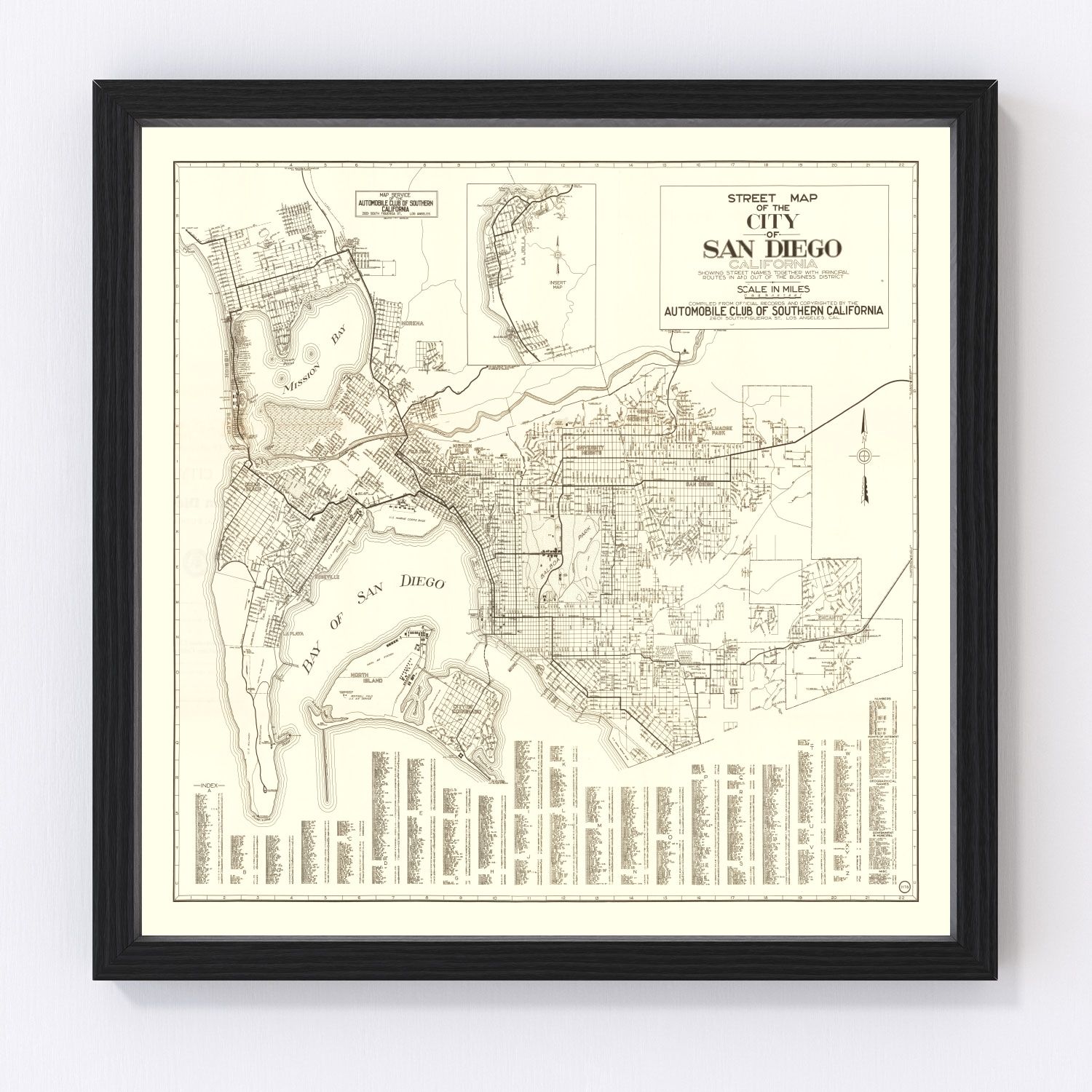 vintage map of San Diego, California, 1925