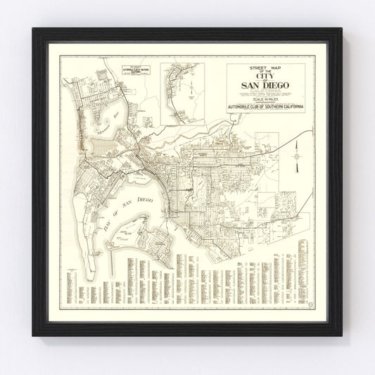 vintage map of San Diego, California, 1925