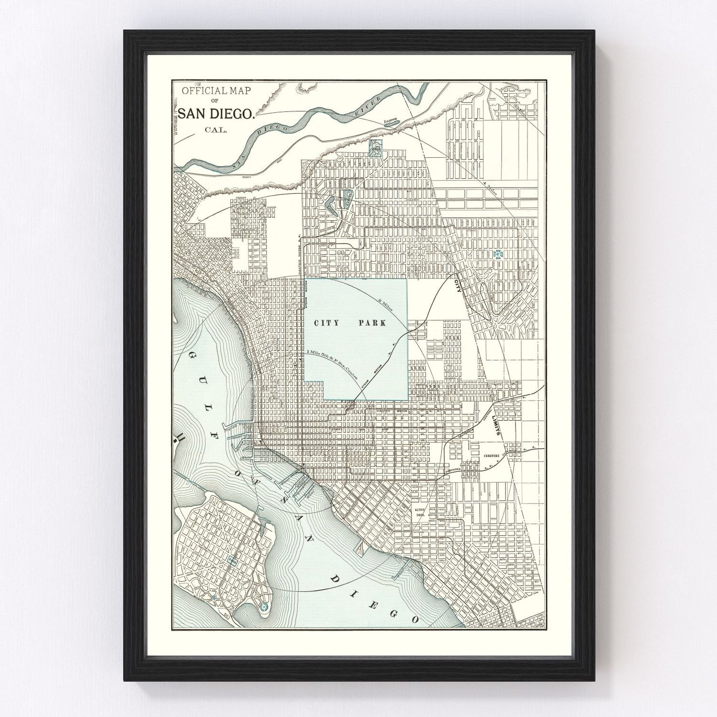 vintage map of San Diego, California, 1893