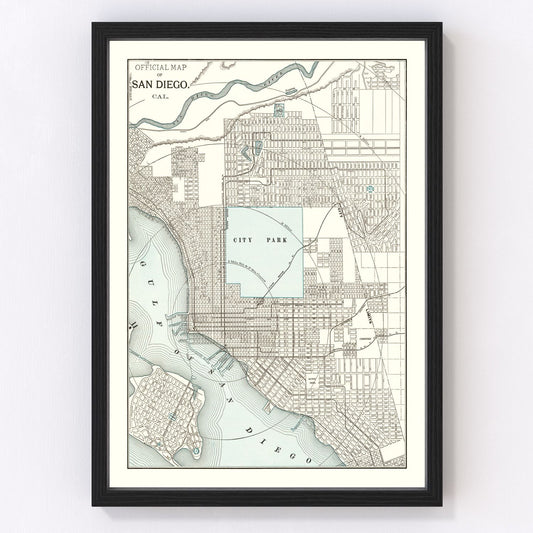 vintage map of San Diego, California, 1893