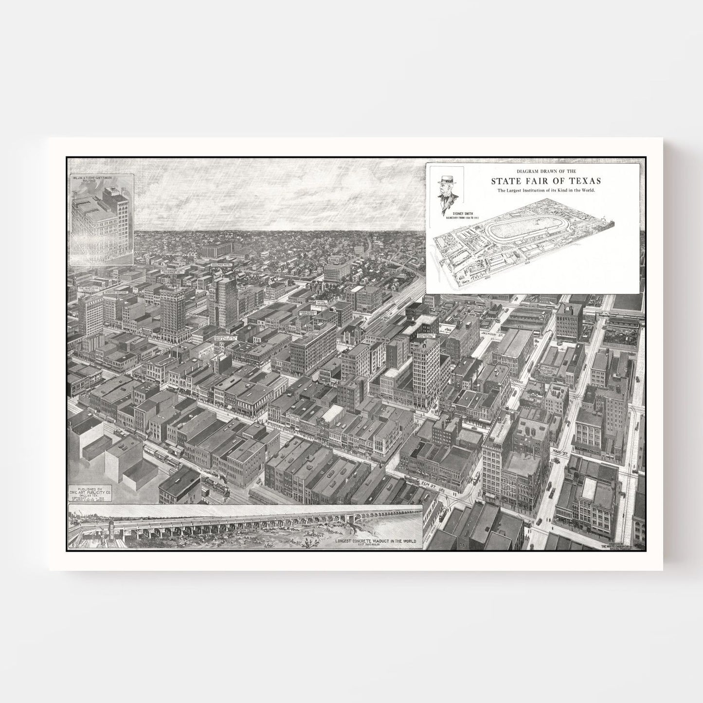 Vintage Map of Dallas, Texas, 1912