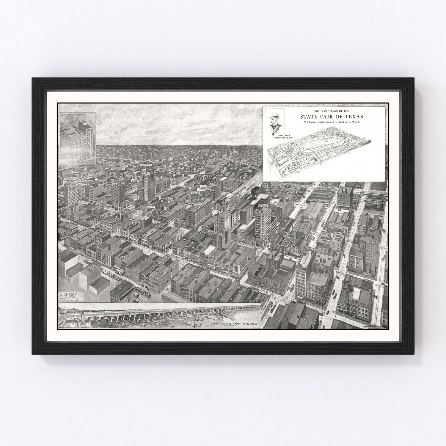 vintage map of Dallas, Texas, 1912