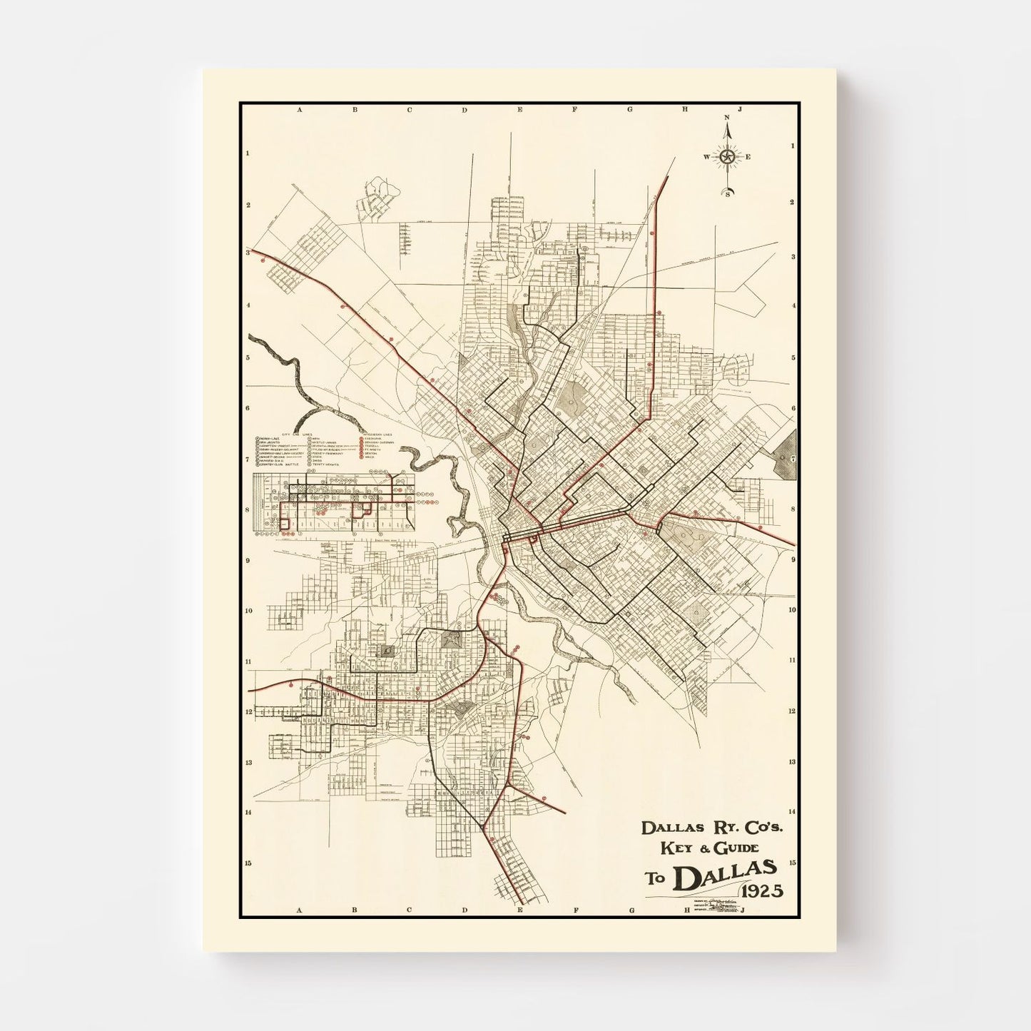 Vintage Map of Dallas, Texas, 1925