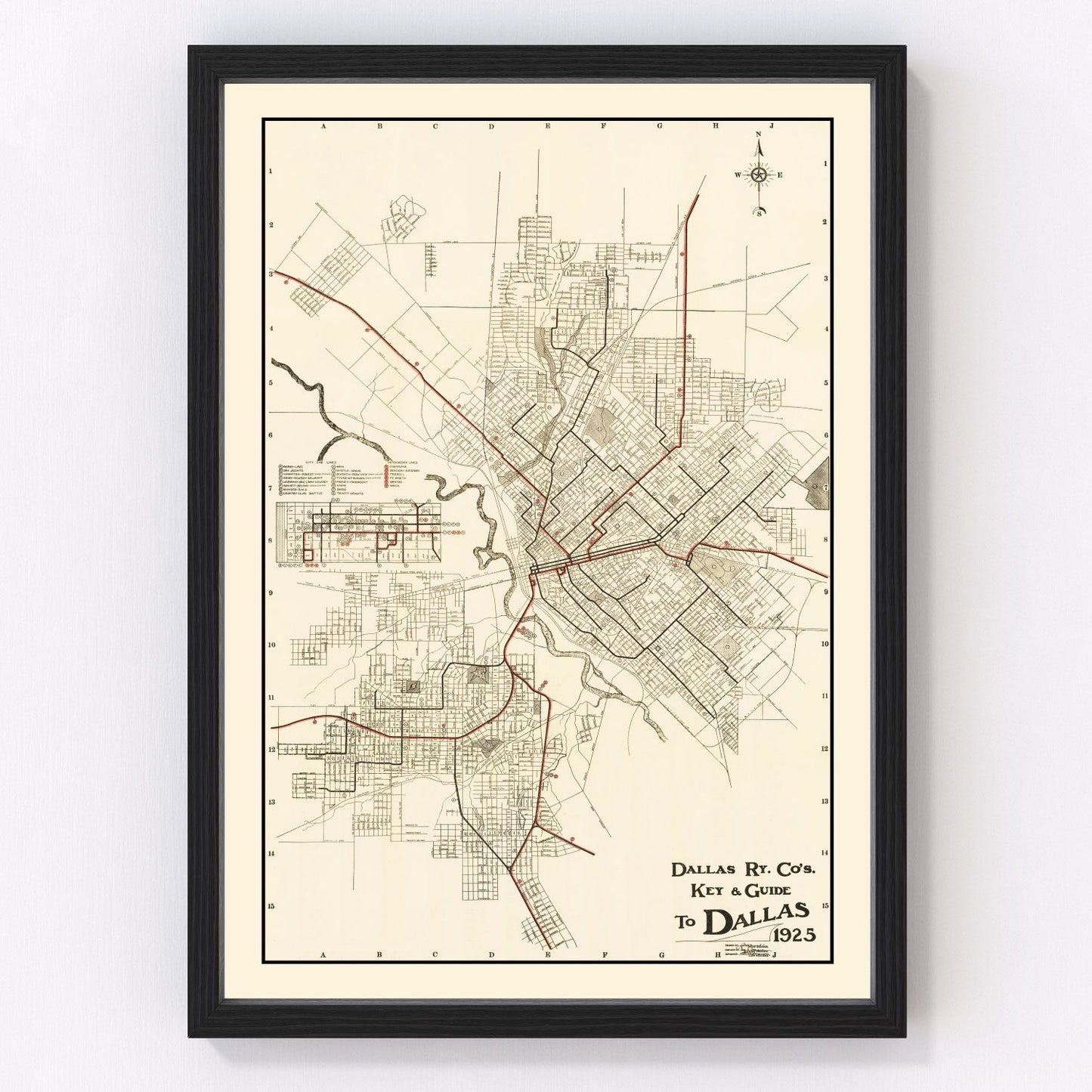 vintage map of Dallas, Texas, 1925