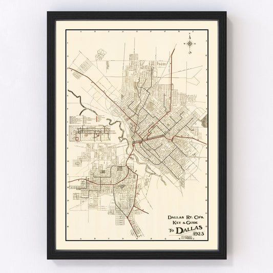 vintage map of Dallas, Texas, 1925