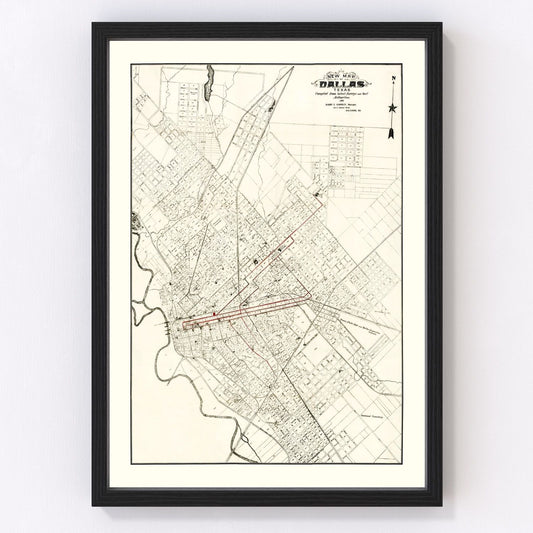 vintage map of Dallas, Texas, 1901