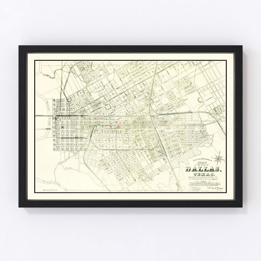 vintage map of Dallas, Texas, 1882