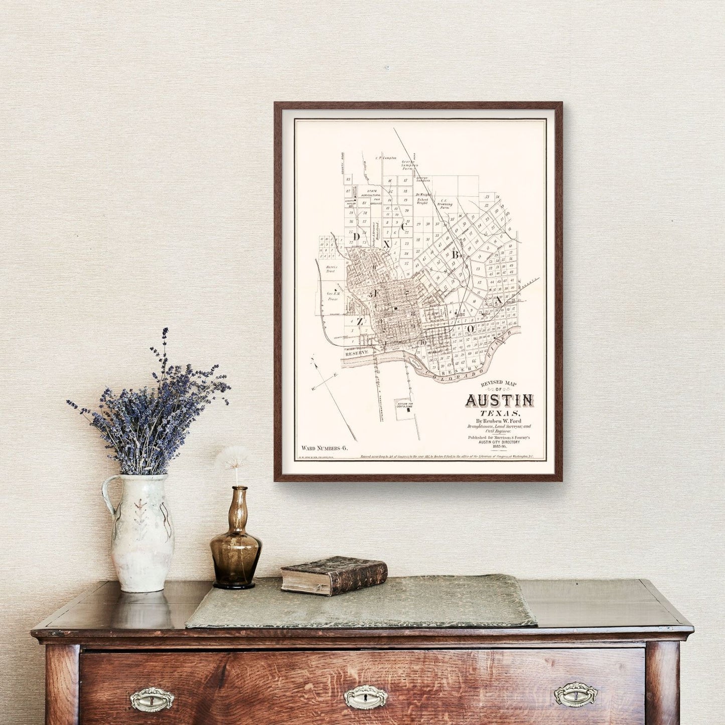 Vintage Map of Austin, Texas, 1885