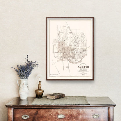 Vintage Map of Austin, Texas, 1885