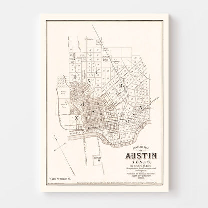 Vintage Map of Austin, Texas, 1885