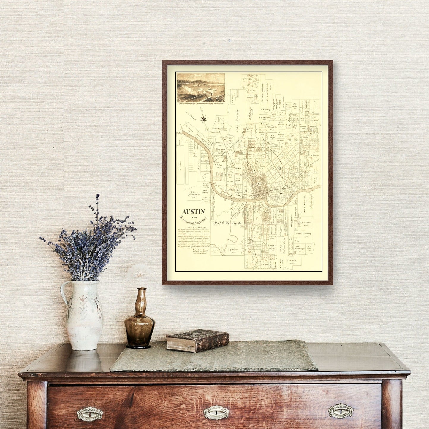 Vintage Map of Austin, Texas, 1891 Wall Art