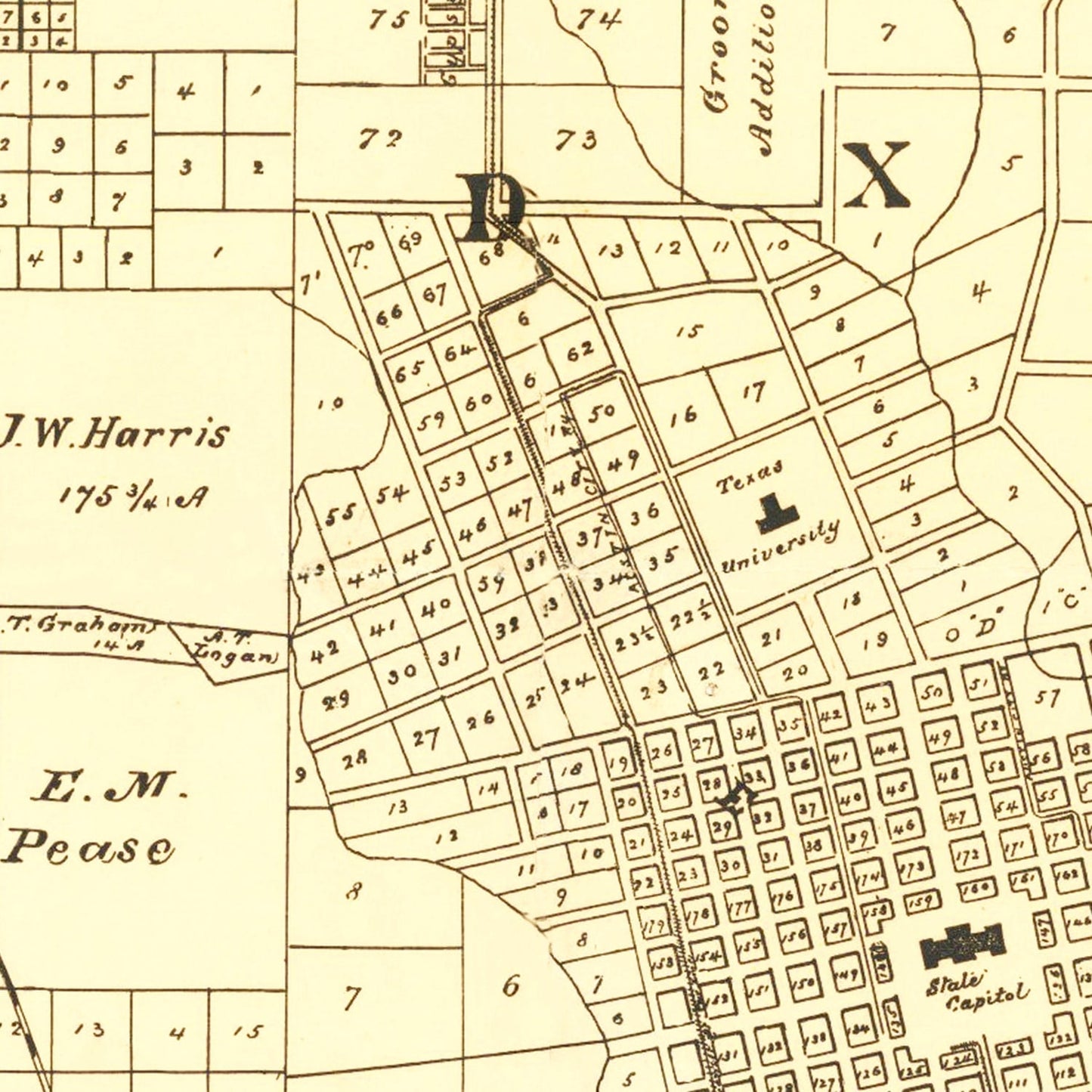 Vintage Map of Austin, Texas, 1891 Wall Art