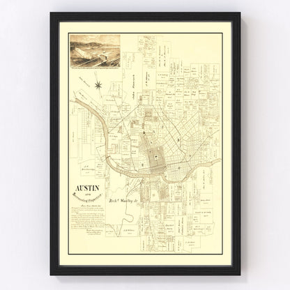 Vintage alternate survey map of Austin, Texas, 1891