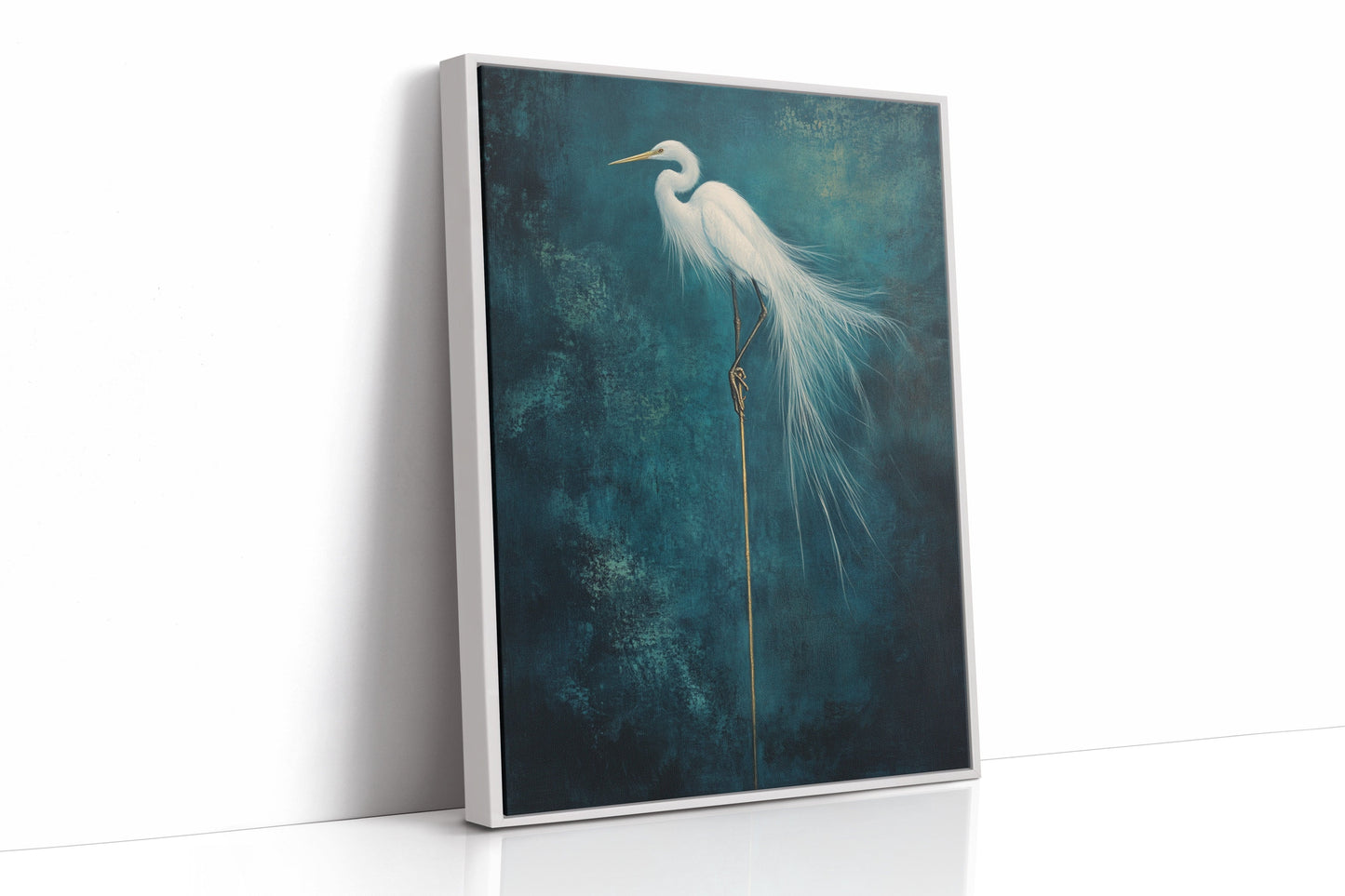 White Egret Wall Art - Minimalist Coastal Bird Print