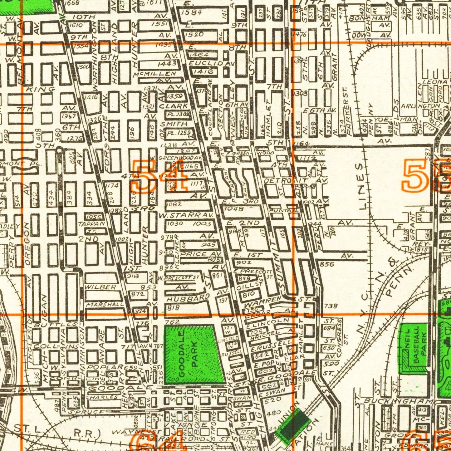 Vintage Map of Columbus, Ohio, 1916