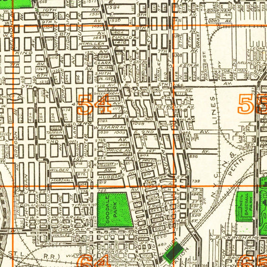 Vintage Map of Columbus, Ohio, 1916