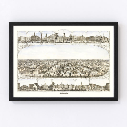 Vintage map of Indianapolis, Indiana, 1860
