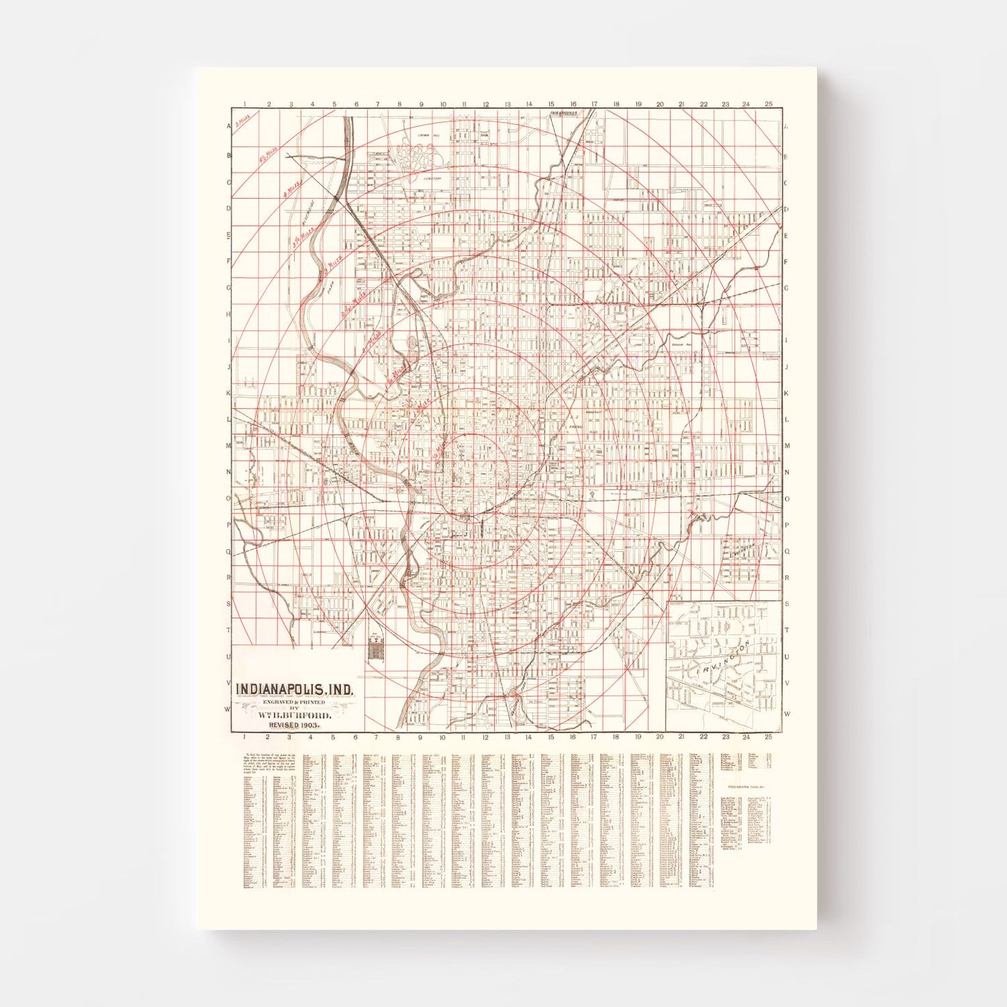 Vintage Map of Indianapolis, Indiana, 1903